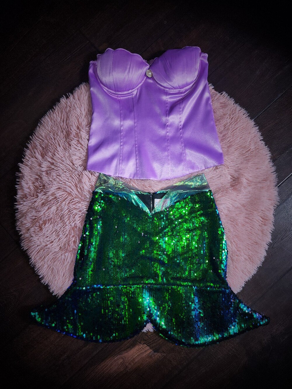 NEW Melonhopper Sea Queen Mermaid Costume Adult Medium M Green Purple Sequin NWT